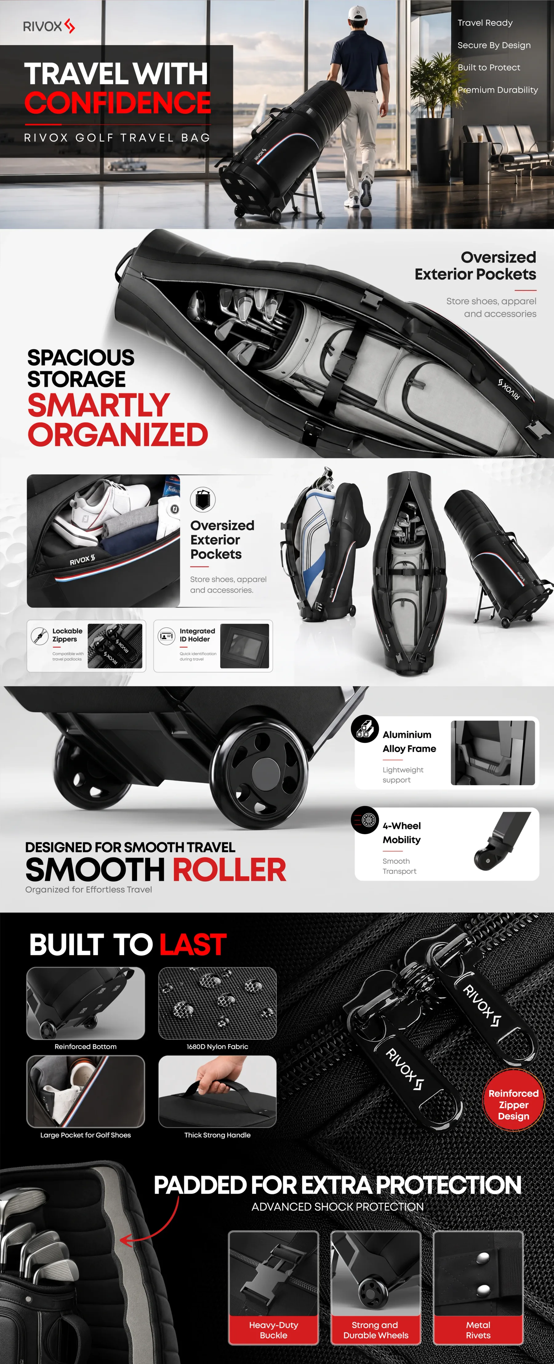 RIVOX Golf Travel Bag Amazon A+ Content Design