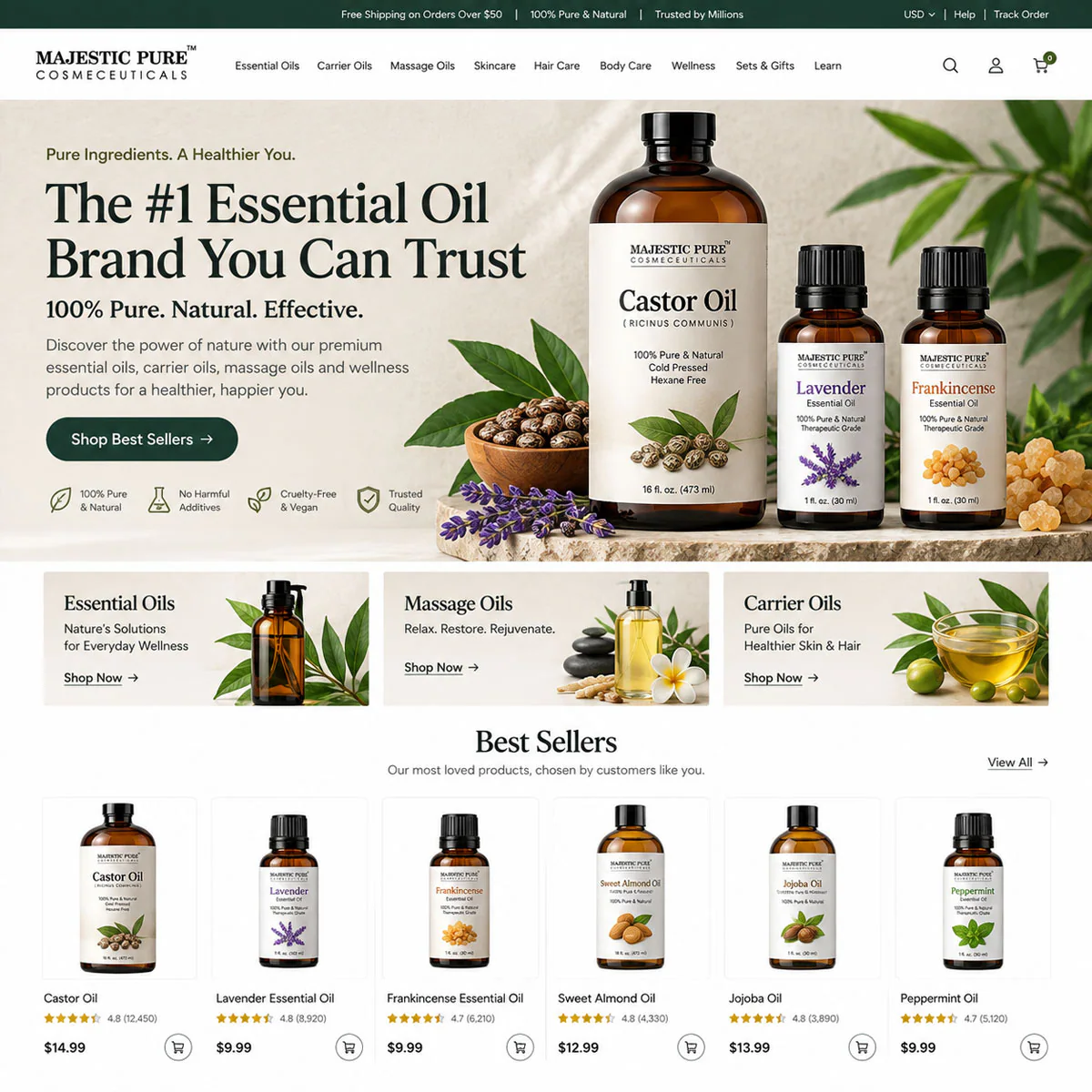 Majestic Pure Cosmeceuticals - Natural Skincare and Essential Oils E-Commerce