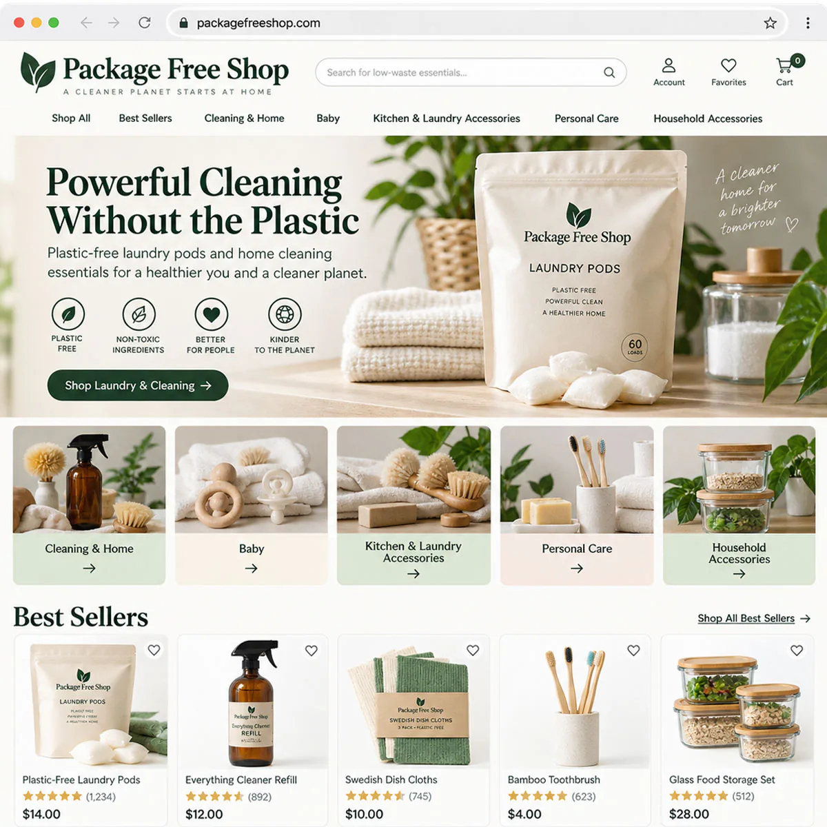 Package Free Shop - Zero Waste Eco-Friendly Household Goods E-Commerce