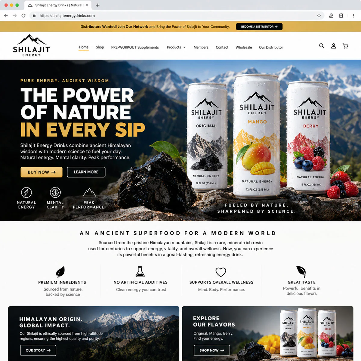 Shilajit Energy Drinks - Organic Himalayan Energy Drink E-Commerce Store